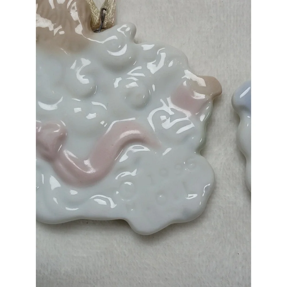 1996 Vintage H.O.L. 3 Ceramic Angel Ornaments Joy To The World Peace On Earth‎